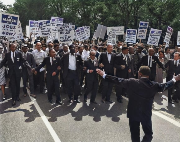 Dr. Martin Luther King, Jr. marches for freedom