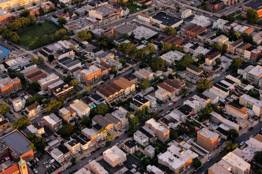 Bird's eye view shot of houses