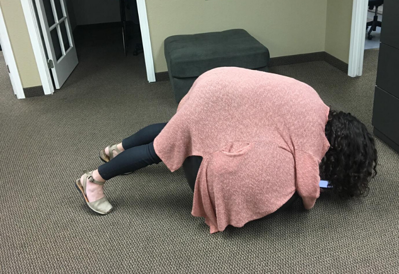 Carrie on exercise ball