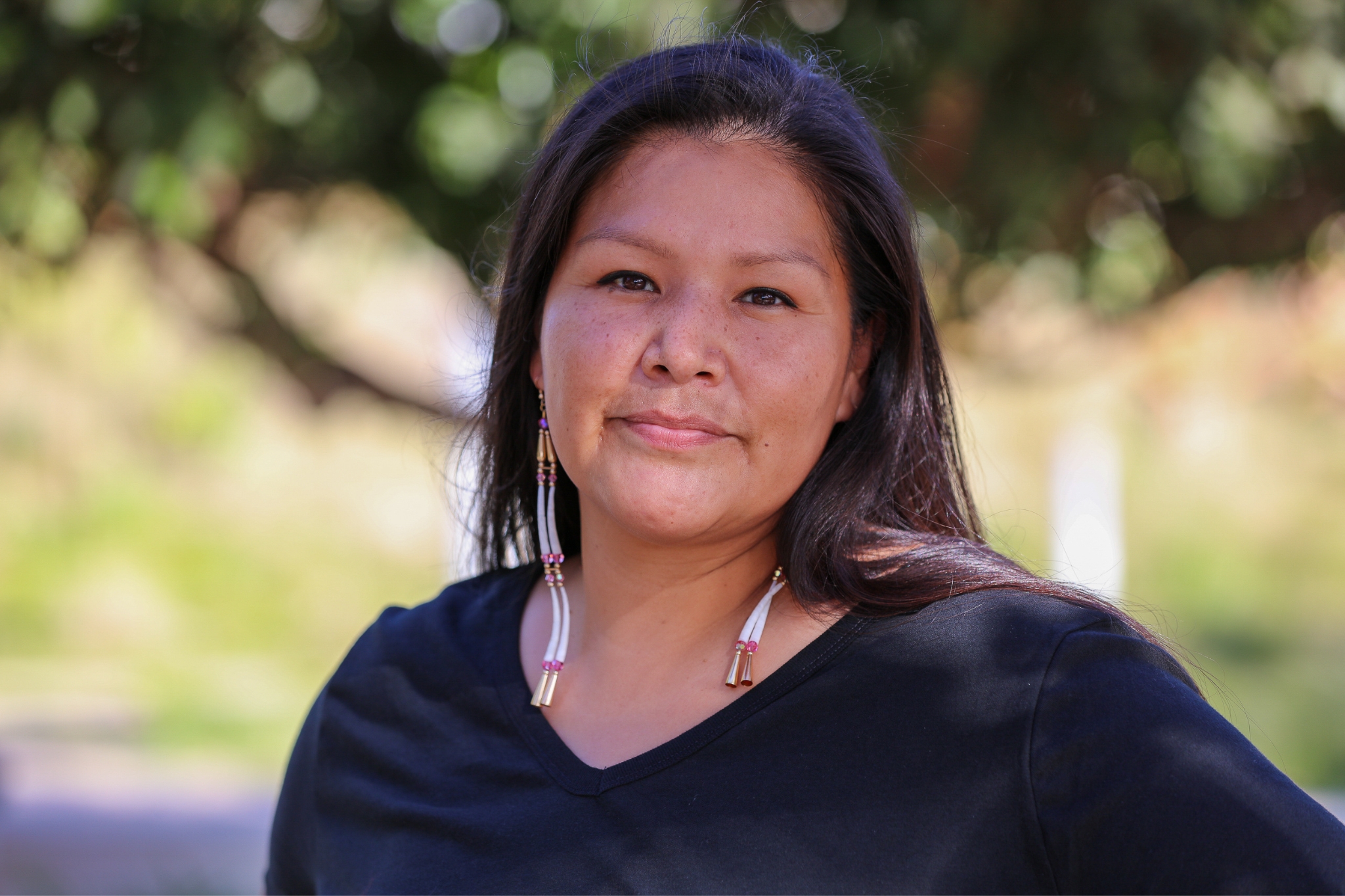 A stock photo of a woman from the Washoe tribe