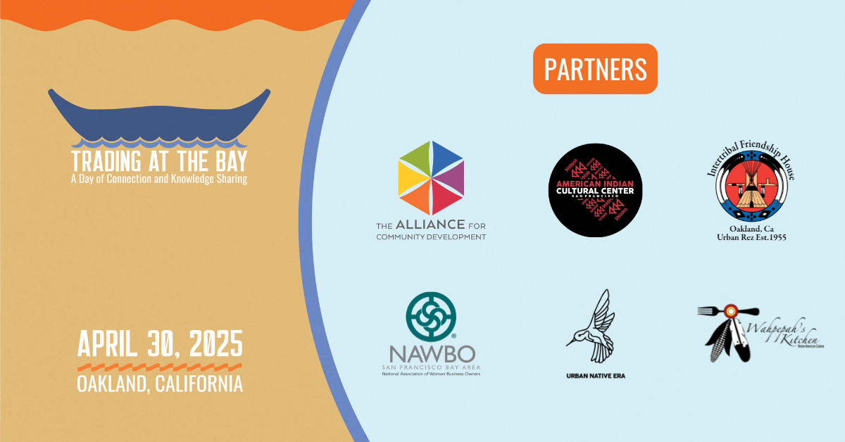 A text graphic with some logos and a header that says "Trading at the Bay, April 30, 2025, Oakland, CA"